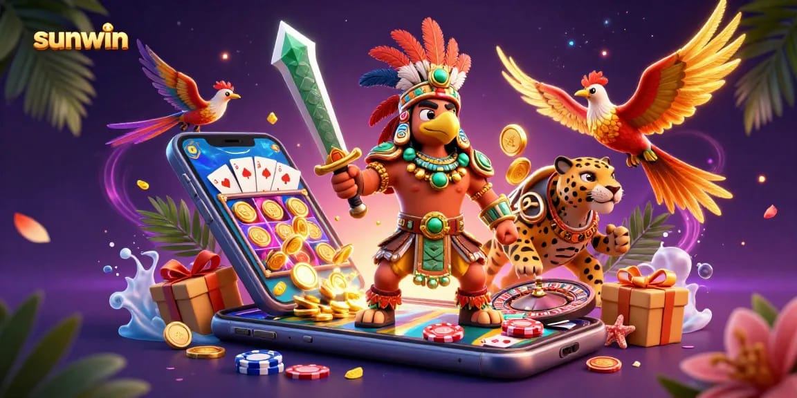 Engage with sunwin's thrilling slot experience featuring Aztec warriors and vibrant game elements.