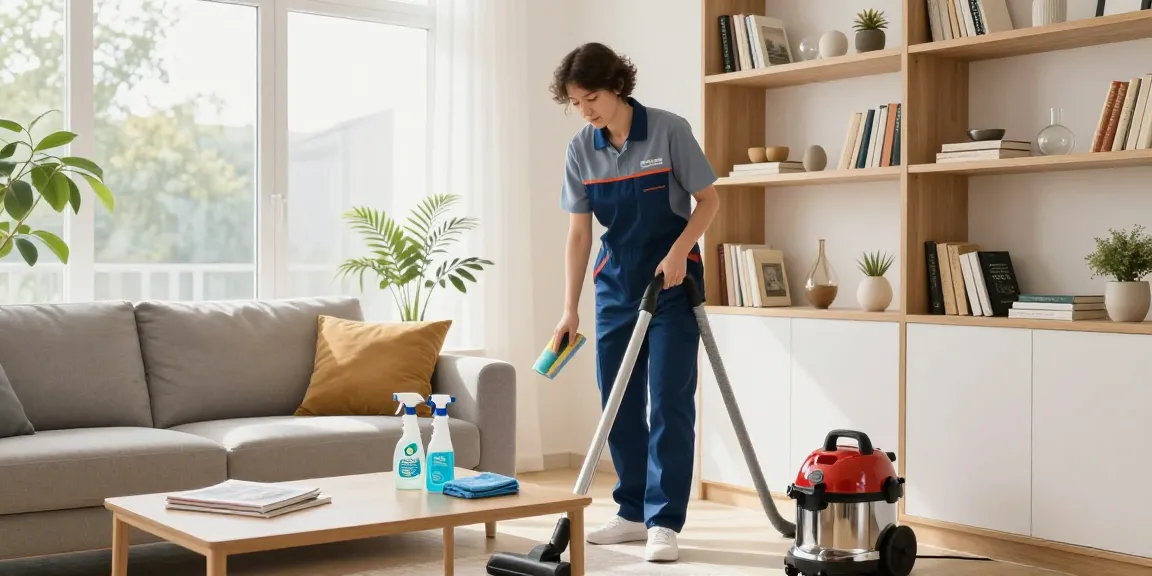 Expert reinigungen bern service in a bright living room, showcasing professional cleaning and organization.