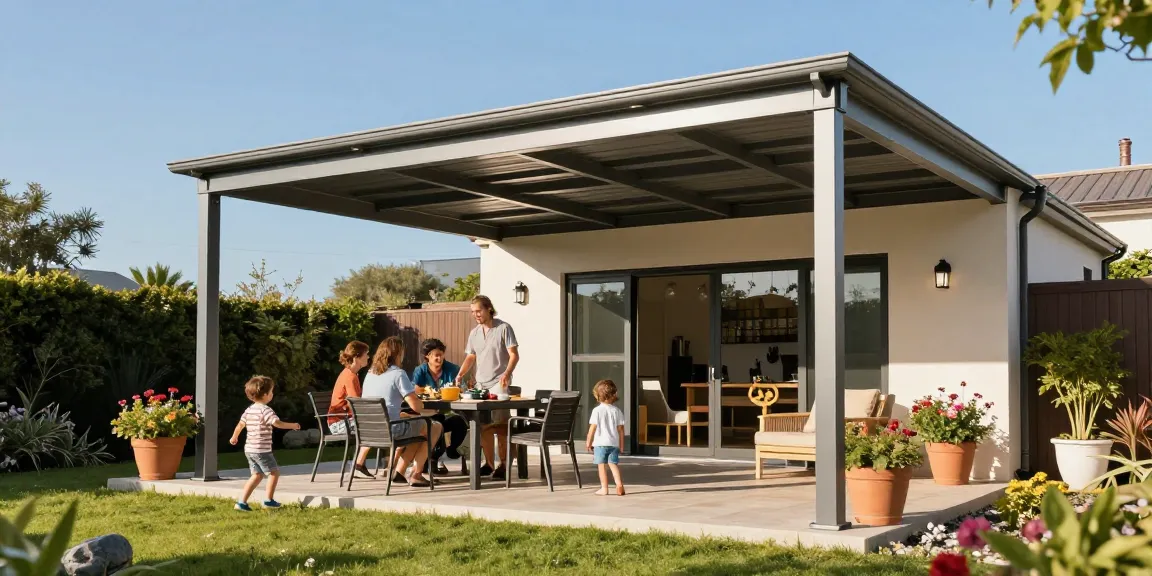 Moderne Terrassenüberdachungen sorgen für eine behagliche Gartenatmosphäre.