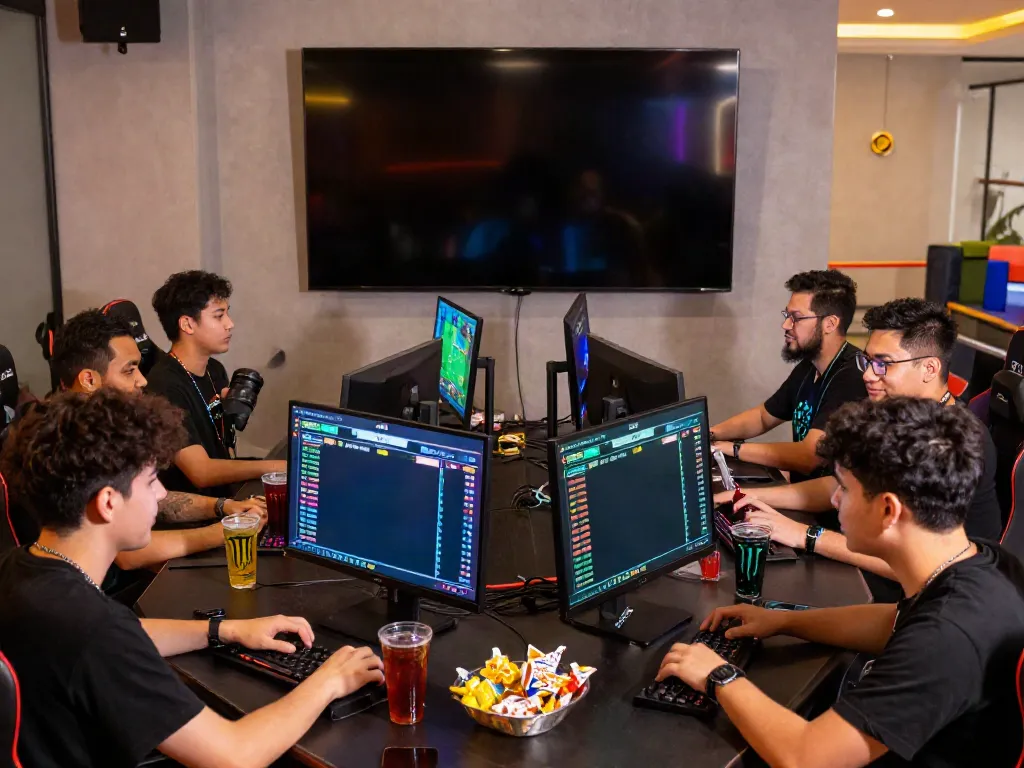 Exciting gaming setup showcasing https://sv88.cyou/ sports betting and casino interactions with friends.