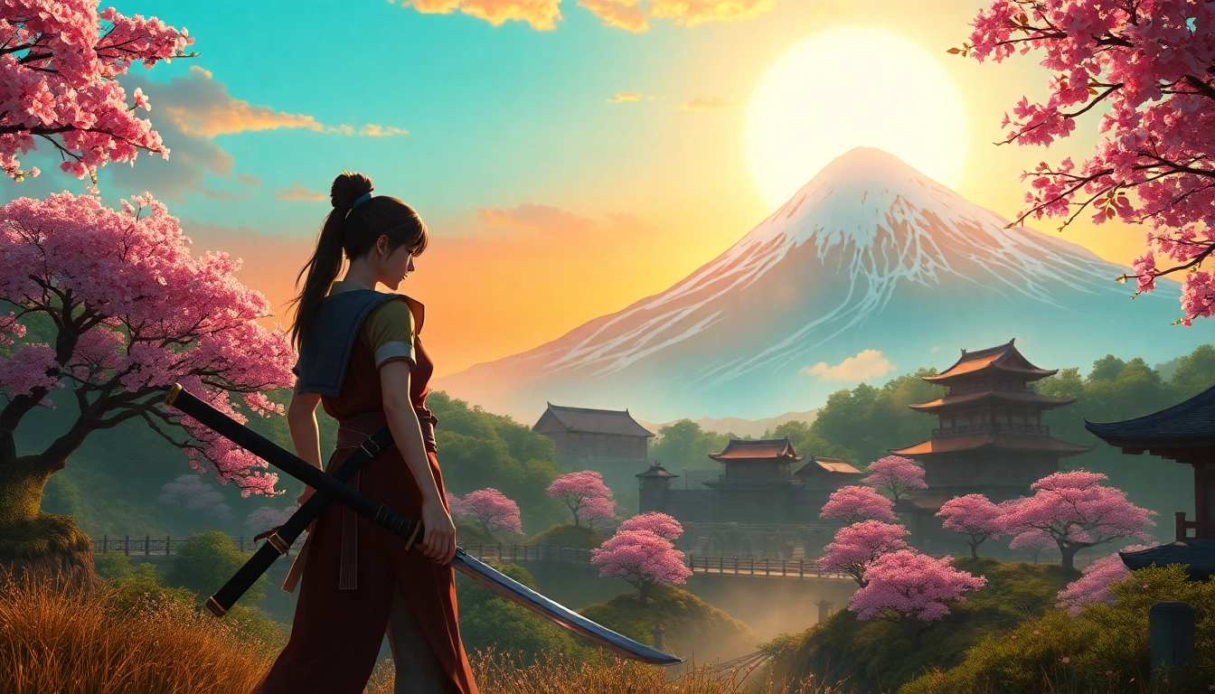 Ghost of Yōtei Bewertung mit der weiblichen Protagonistin Atsu, die die lebendige Landschaft des Mount Yotei erkundet, und dabei Abenteuer und Kultur hervorhebt.