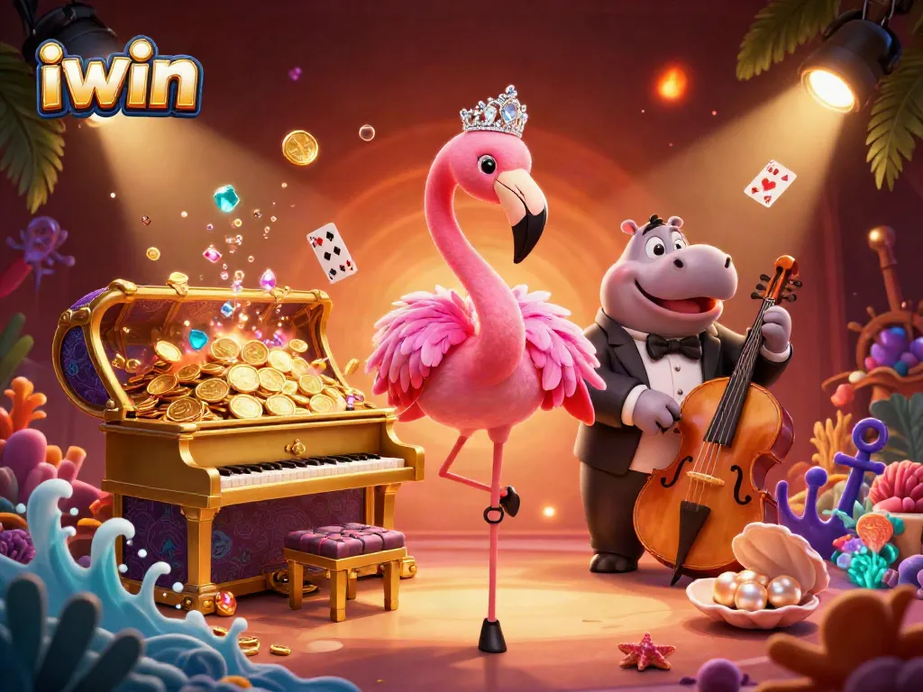 Engage with the thrilling iwin casino adventure in this vibrant illustration showcasing gaming elements.