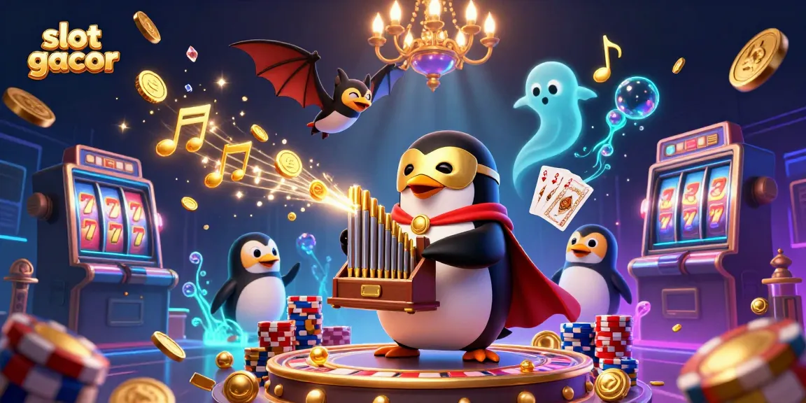 Experience slot gacor action with dynamic coins, vibrant characters, and casino elements in this 3D illustration.