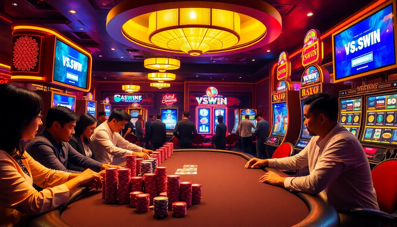 Experience the thrill of VSWIN in a sophisticated casino setting with lively gameplay.
