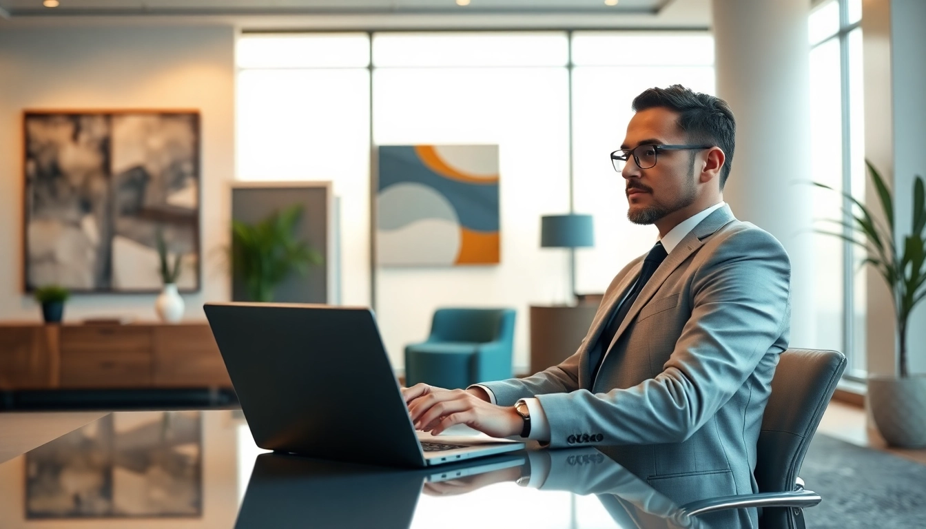 Headhunter Schweiz beim Online-Interview in modernem Büro mit natürlichem Licht.